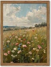 Vintage Wildflowers Wall Art, Vintage Botanical Wall Decor Paintings, Farmhouse
