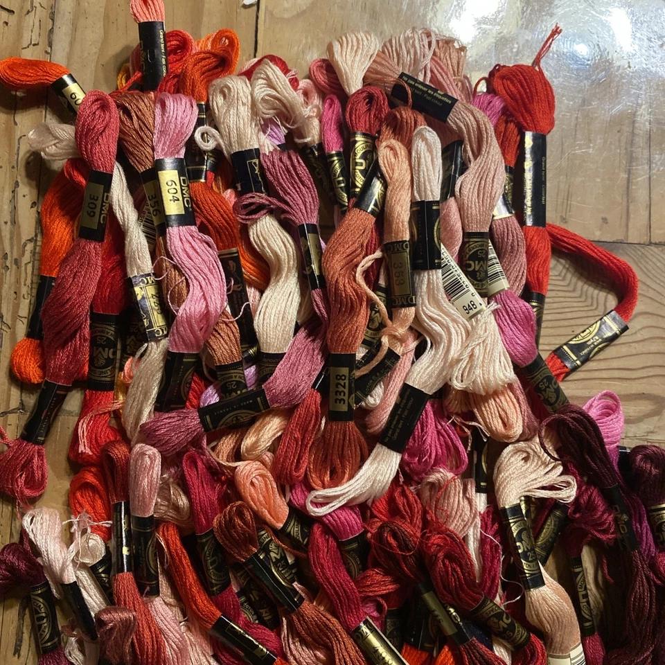 DMC Thread Floss 90+ Skeins Different Colors Reds/Pinks/+ Some Orange - Image 2 of 4