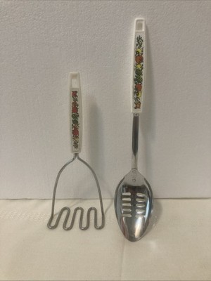 Vintage Ekco Spice of Life Kitchen Utensils Set  Potato Masher &  Spoon USA
