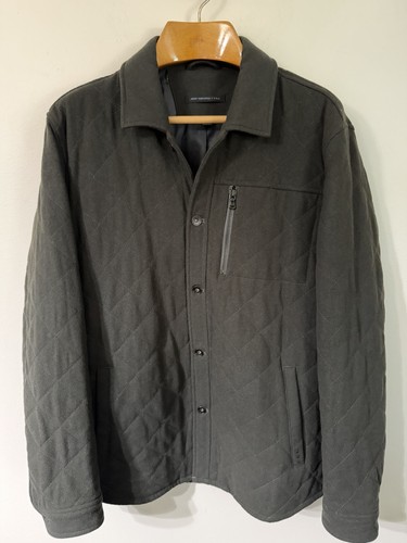John Varvatos Star USA Dark Green Quilted Wool Blend Shirt Jacket L