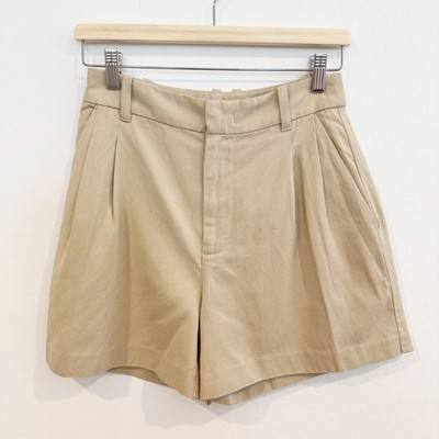 NWT Madewell The Harlow Trouser Shorts in Drapey Twill Tan Linen Blend New 0