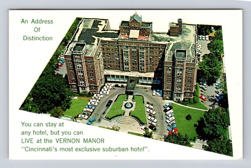 Cincinnati OH-Ohio, Vernon Manor Hotel, Advertising, Antique Vintage Postcard