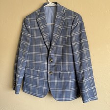 Class Club Boys Plaid Blazer Button Front Size 12 blue.