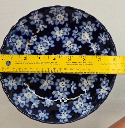 Blue White Floral Ceramic Porcelain Pedestal Cake Plate Bowl Stand 8” W x 6"H - Picture 9 of 12