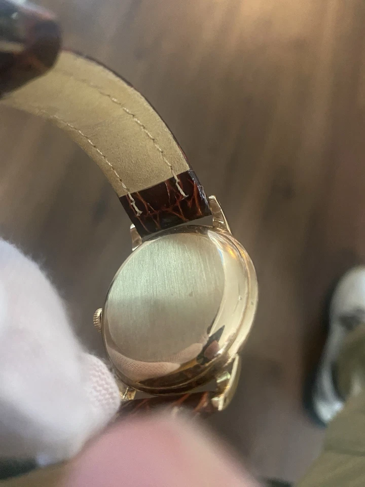 Reloj Rolex Jumbo vintage de cuerda manual de oro rosa de 10 quilates para hombre Foto 3 de 4