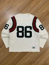 Sz S - Aime Leon Dore Ribbed Numbered Football Jersey (White) ALD Knit L/S