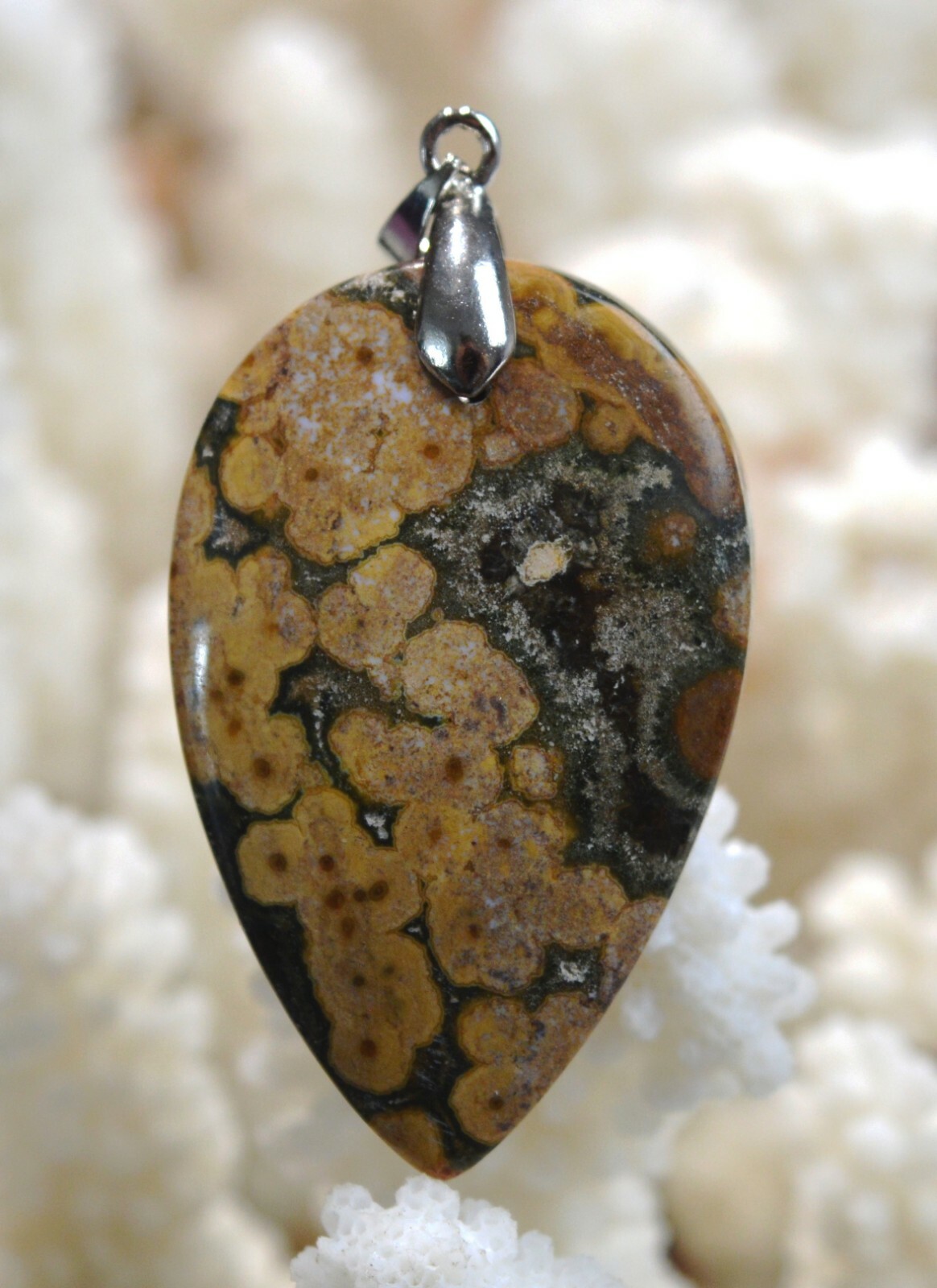 Jaspe océan pendentif pierre naturelle indonésienne de 72 carats pour création bijoux