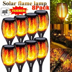8Pcs Solar Torch Flame Dancing Light LED Flickering Outdoor Garden Flame Lamp