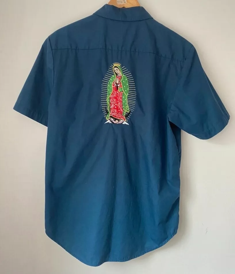 SS16 Supreme Jungfrau Maria Arbeit S / S SHIRT Größe M Blau Kurzarm Marineblau
