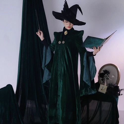 Adult Women Cosplay Minerva McGonagall Forever Costume Party Halloween Suit New - Picture 10 of 16