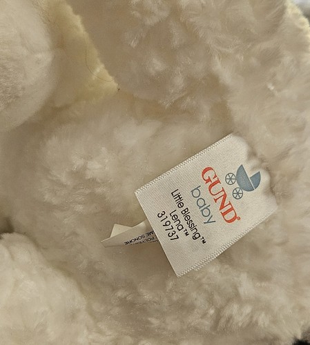 Peluche Baby Gund Little Blessing Lena Agnello Avvolgibile Musicale 9" Bianco Nuovo con etichette - Foto 5 di 6