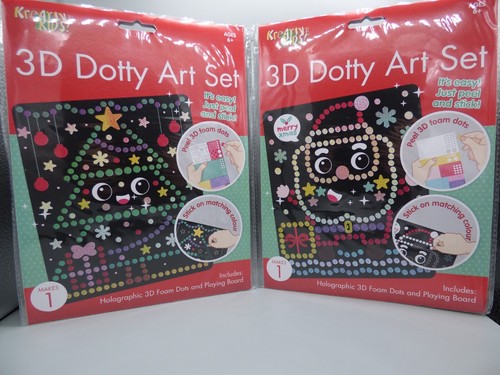 3D DOTTY ART CHRISTMAS SANTA TREE CHOICE KIDS CRAFT STICKERS STOCKING FILLER - Picture 9 of 12