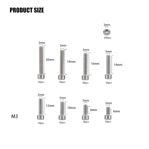 480Pcs Metric Bolt Assortment Kit , Hex Socket Head Cap Screws Bolts - Picture 2 of 12