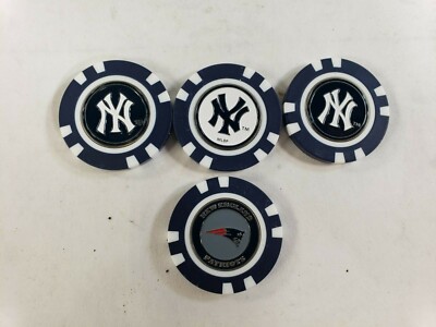 New England Patriots Poker Chips Golf Ball Markers New York Yankees (Lot Of 4)