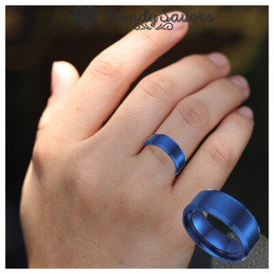 Titanium Ring Blue Steel Wedding Rings Classic Styles Wedding Ring