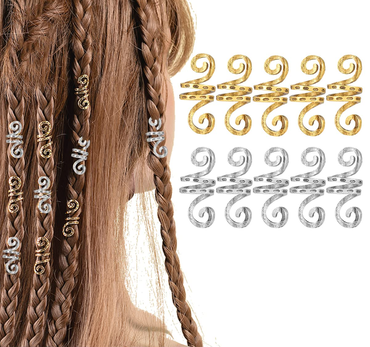 20Pcs Hair Rings Women Hip Hop Hair Clips For Braid Punk Spiral