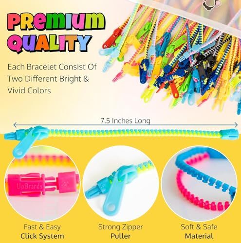 60 Party Favors for Kids, Friendship Zipper 60 Pack - Original 7 1/2 Inch - Picture 7 of 7