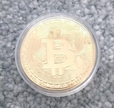 1 x Bitcoin Gold Plated Physical Coin Collectible Art Gift BTC Crypto 40mm Metal