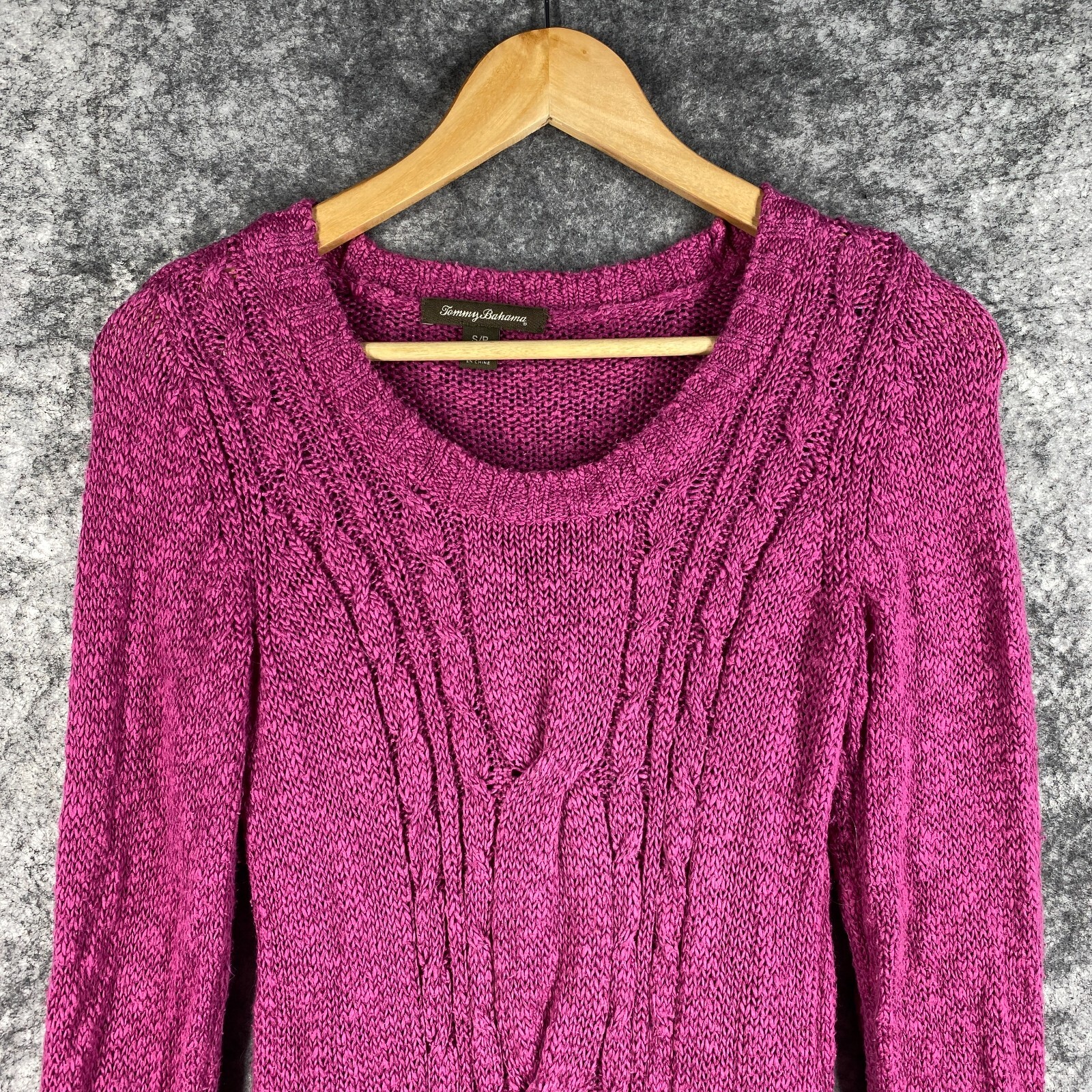 Tommy Bahama Sweater Womens Small Pink Purple Lux Linen Cotton