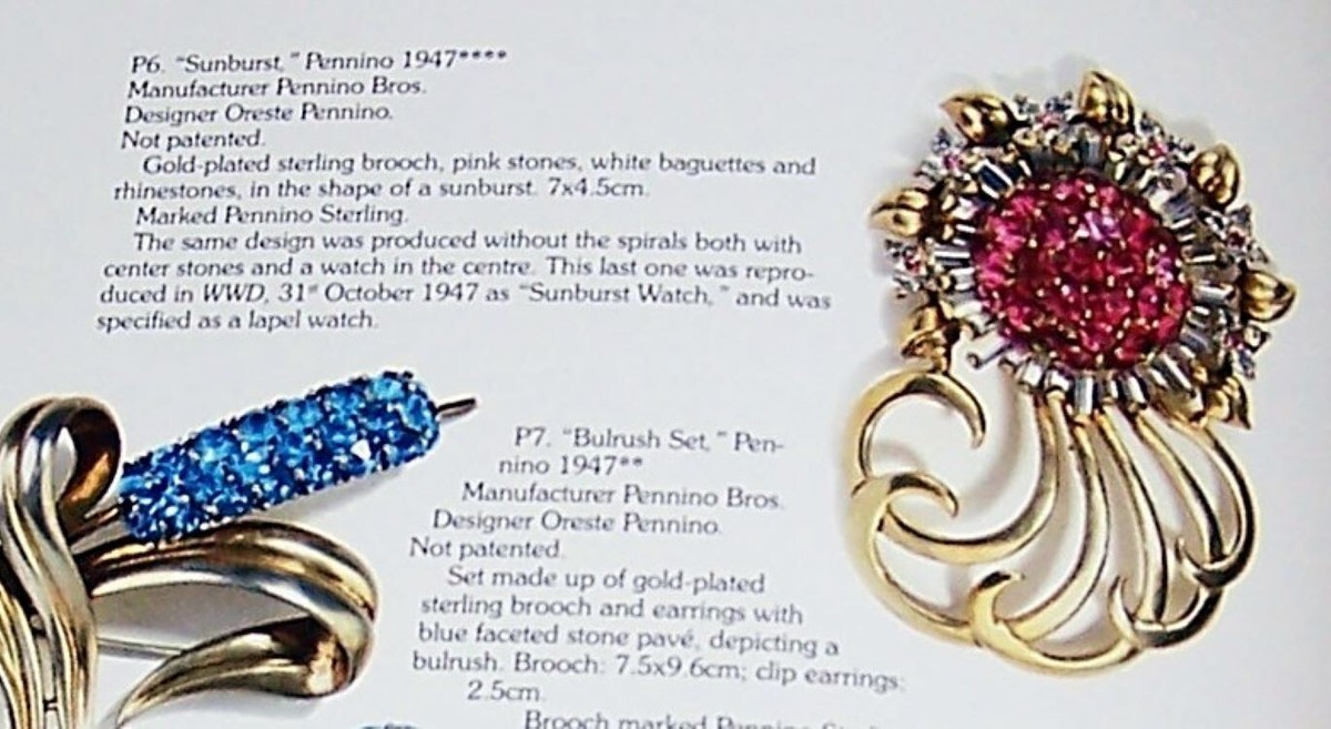 ビジュー Pino PENNINO Sterling Pink Topaz Crystals Huge Deco 'Sunburst