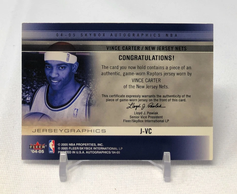 Vince Carter #J-VC 2005 SkyBox Jersey Card Jerseygraphics Blue Game Worn Patch - Image 2 of 2