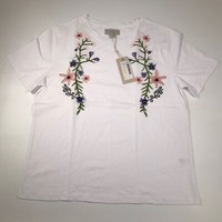 Coast Ladies White Trailing Floral Embroidered T-Shirt Size M - BNWT