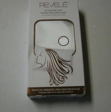 Pillowcase, White Satin, Standard Size (20" x 26") By Revele, Brand New