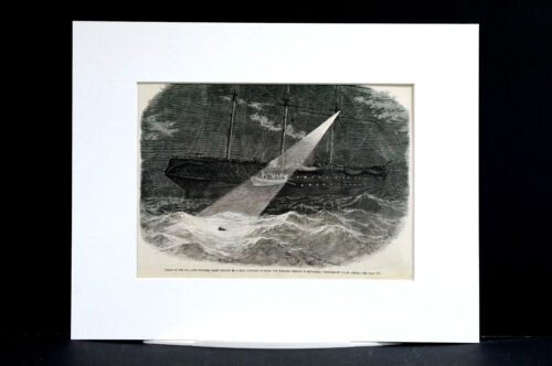 Frank Leslie LUZ ELÉCTRICA en Barco Salvando Destruidos 1873 Impresión Mate - Imagen 2 de 8