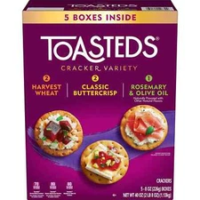 Kellogg's Toasted Crackers Variety Pack 40 oz – Original, Wheat, Harvest.
