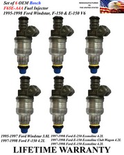 Genuine Set Of 6 Oem Bosch Fuel Injectors For 1997-1998 Ford F-150 4.2l V6