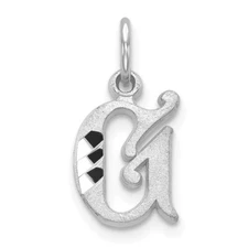 Real 14ktW Diamond-cut Letter G Initial Charm