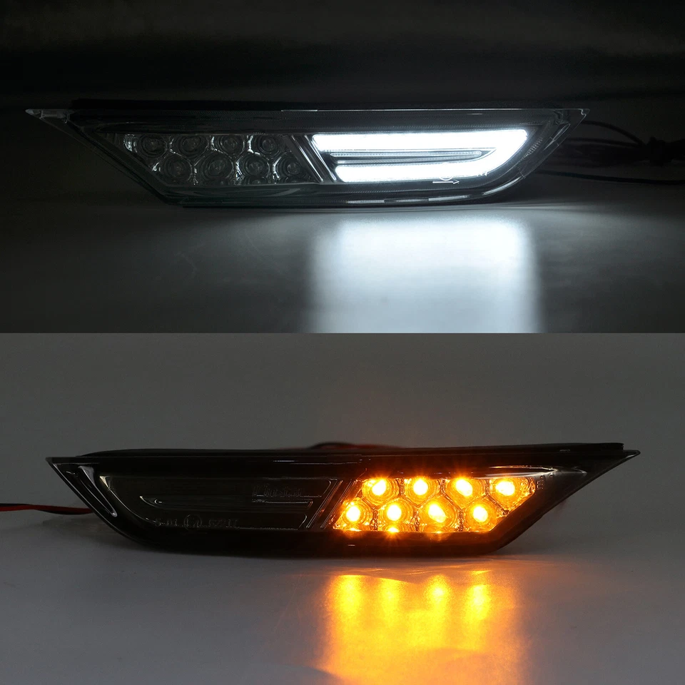 2X LED Side Marker Turn Signal Light Smoked For Nissan GT-R 2007-18 Amber White - Image 2 of 4