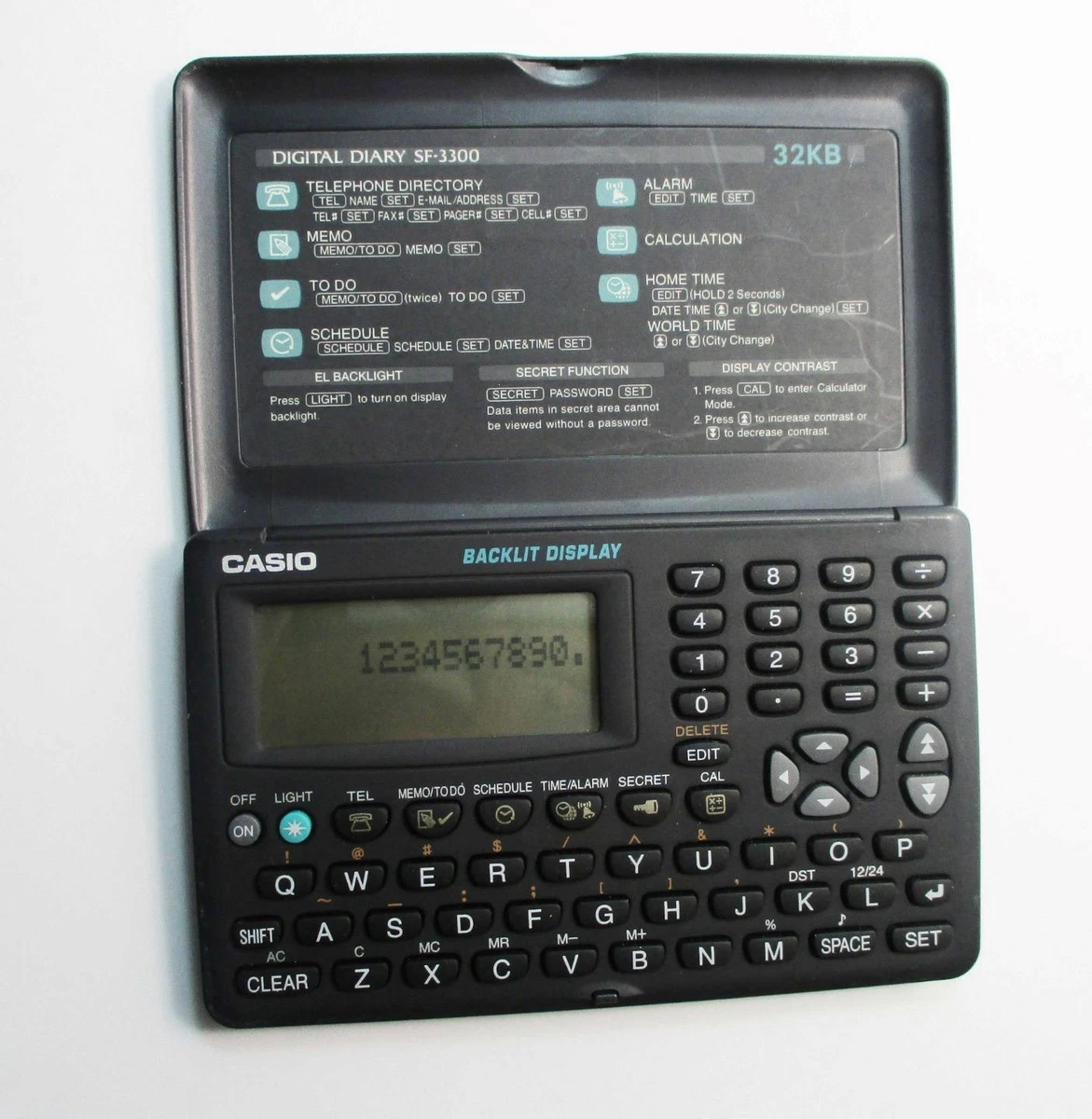 Casio 32KB Backlit Display Digital Diary SF 3300 Calculator
