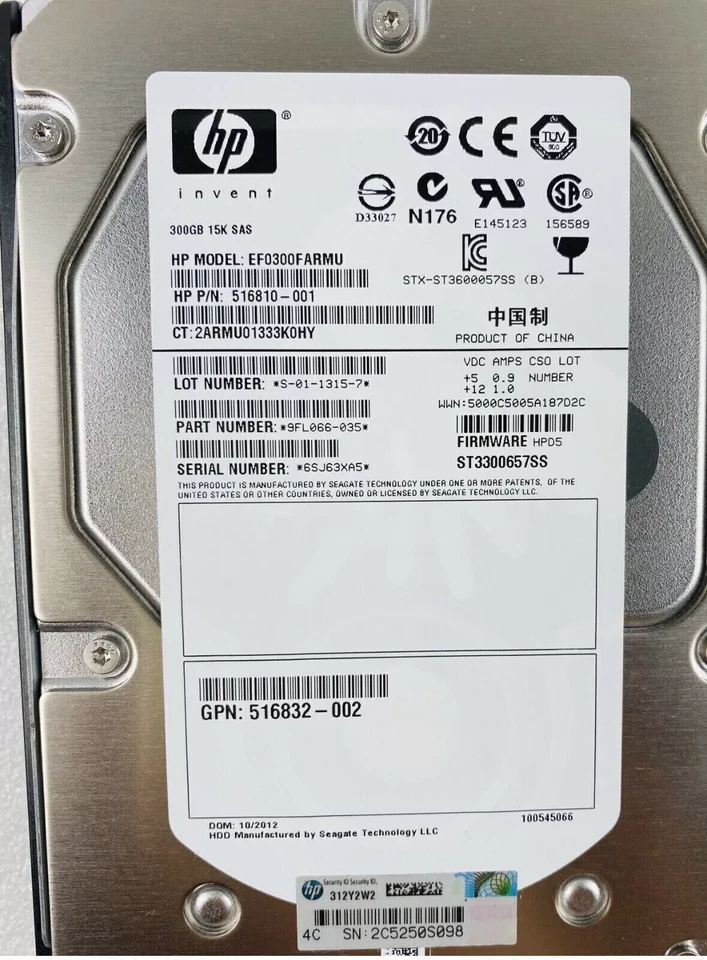 HPE 516832-002 300GB 15K 516814-B21 516810-001 3.5" SAS Hard Drive HDD NEW - Image 2 of 4