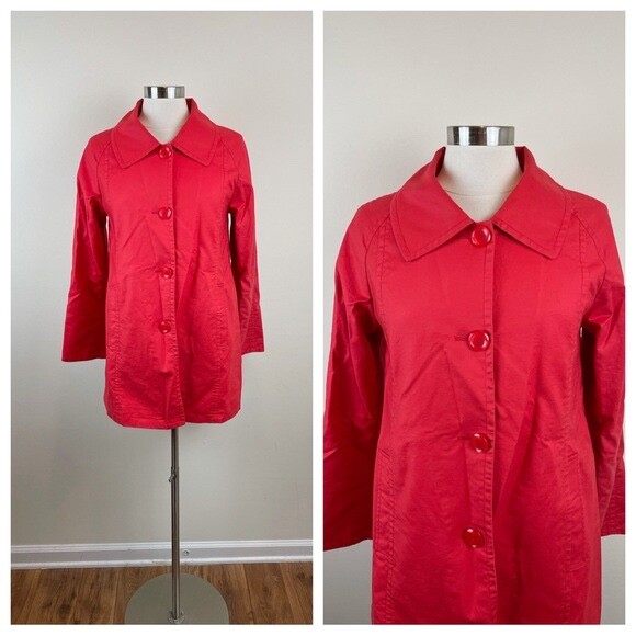 Pendleton Solid Red Polka Dot Lining Collared But… - image 1