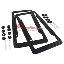 2pcs Car Carbon Fiber Style License Plate Frame Cover Front Rear Universal Size 2pcs Car Carbon Fiber Style License Plate Frame Cover Front Rear Universal Size