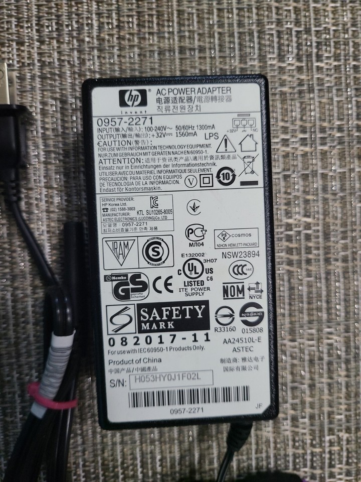 hp ac power adapter 0957-2271 used, working, fits many hp printers | eBay