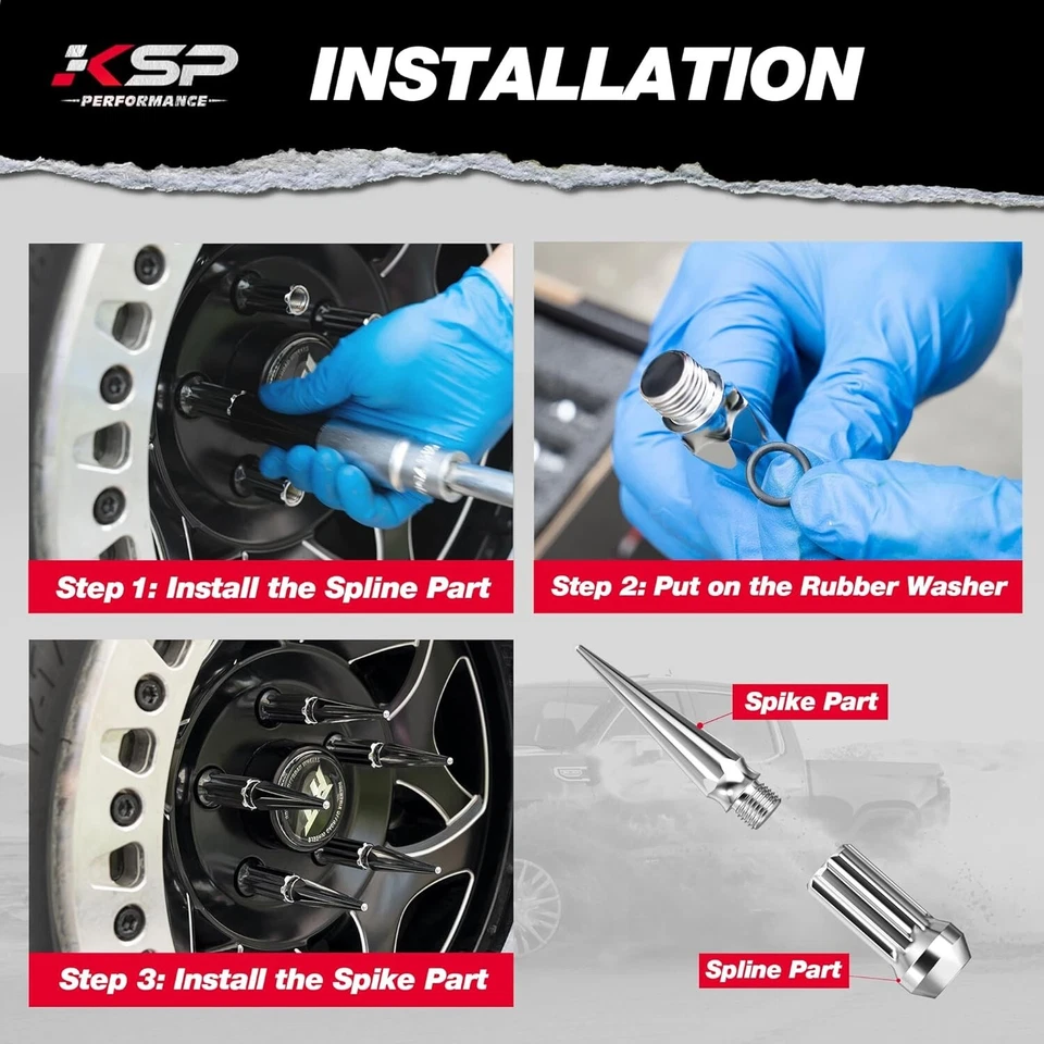 Tuerca de clavo KSP 32 piezas 14x1,5 para Chevy Silverado GMC Sierra 2500 F250 Ram 2500 Foto 4 de 4