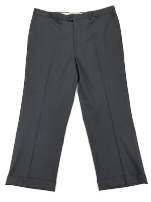 Germano Classic Men s Flat Front Wool Dress Pants Black   Italy   40 x 28