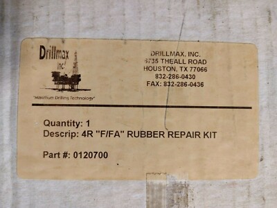 Drillmax model F/FA Ported Plugger Type - 4R Rubber Repair Kit p/n; 0120700