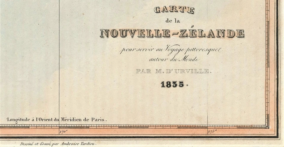 Antique Map "Carte de la Nouvelle-Zelande" (New Zealand) Dumont-D'Urville, 1835 - Image 3 of 4