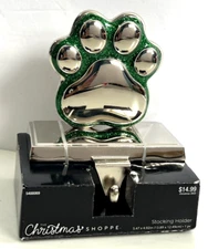 Christmas Stocking Holder Dog Pet Puppy Paw Green Chrome The Christmas shoppe