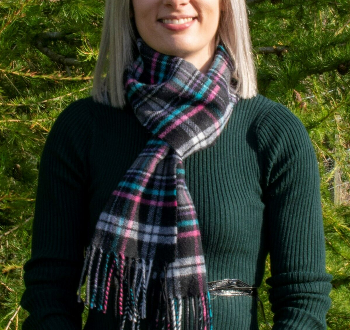 Lochcarron of Scotland Animal Welfare Tartan Merino Lambswool Scarf Non-mulesed