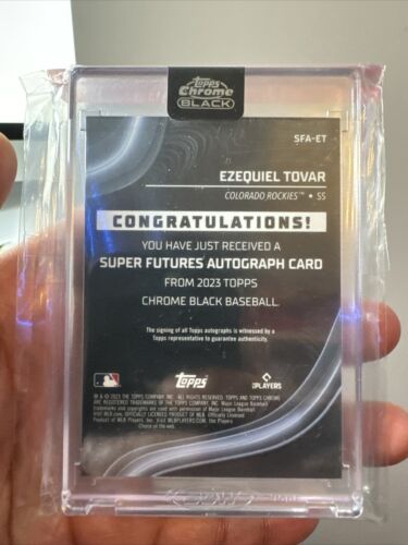 2023 Topps Chrome Black Ezequiel Tovar Super Futures Gold RC Auto 41/50 Rockies - Picture 2 of 2