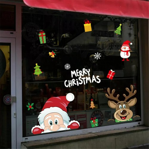 Christmas Snowflake Reindeer Santa Claus Window Cling Static Stickers Holiday De - Picture 5 of 10