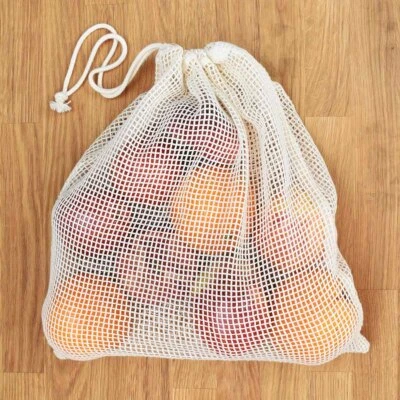 IMFAA Mesh/Produce Reusable Cotton Bags for Fruit/Vegetables with Drawstring LOT