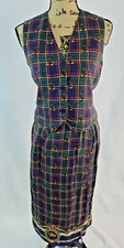 Joan Leslie 2 Piece Striped Novelty Top waistcoat Pencil Skirt Separates size 8P