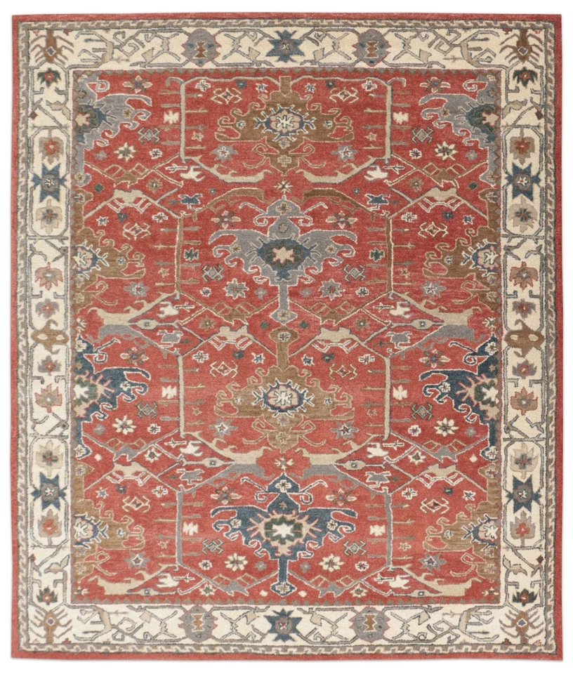 Channing Rojo Oriental Parsiano Mechón Hecho a Mano 100% Lana Sin Aranceles ni Derechos Foto 3 de 4