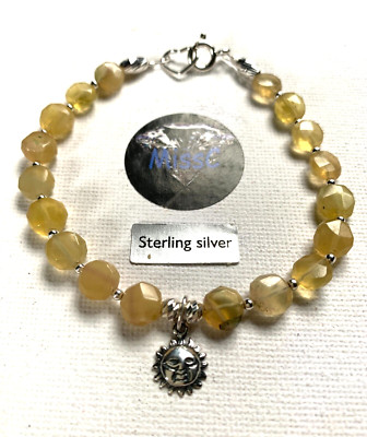 FLUORITE SUNSHINE  925 STERLING SILVER  BRACELET, HANDMADE IN UK, STAMPED 925