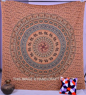 Indian Elephant Mandala Queen Wall Hanging Hippie Cotton Large Tapestry ...